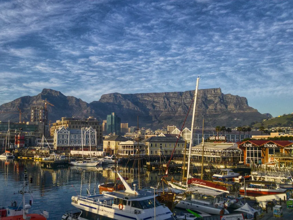 Cape Town's V&A Waterfront with Table Mountain behind it