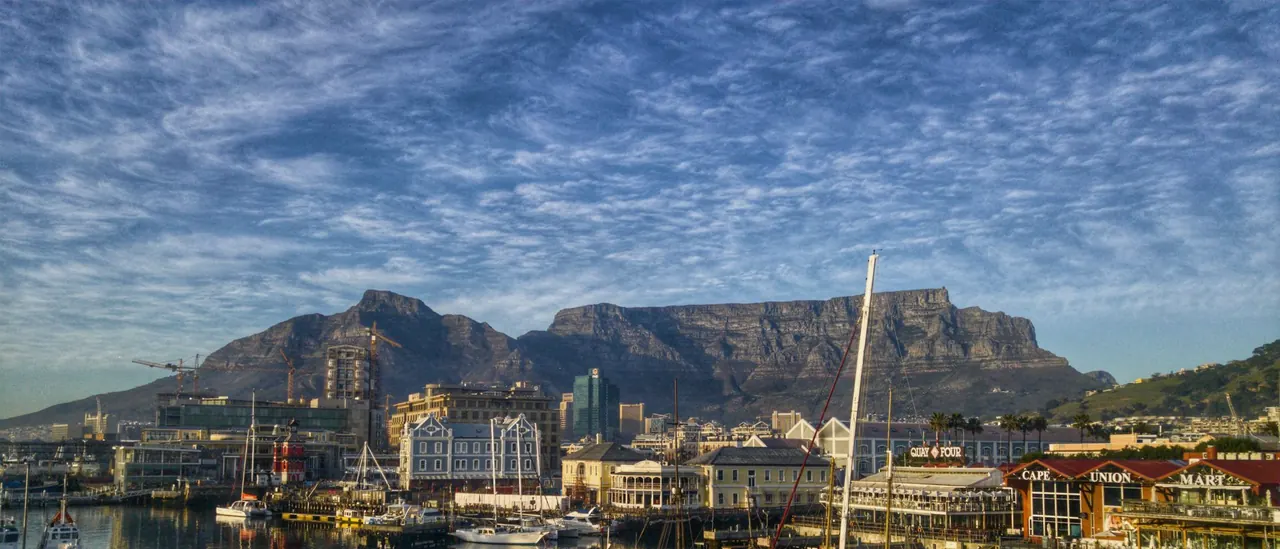 Cape Town's V&A Waterfront with Table Mountain behind it