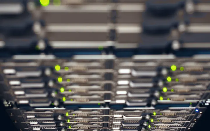 Rack servers with green status lights